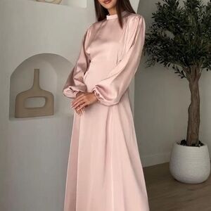 Women's Satin Pink Maxi Dress